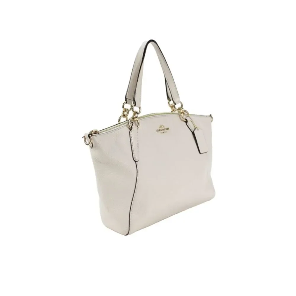 Coach Womens Small Kelsey Leather Zippered Satchel Handbag Cream